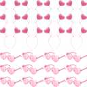 24 PCS Valentine's Day Heart Headband Sunglasses,Pink Glitter Cupid Headband,Seqyin Love Heart Boppers for Valentine,Wedding,Party Cosplay Coustume Accessories