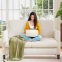 Loveseat Sofa, 51" Love Seat, Comfy Teddy Small Loveseat for Small Spaces, Tool-Free Setup Sofa Couch for Bedroom, All-Wood Couches for Living Room, No Pillow Included, Beige
