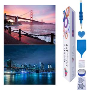 BAISITE Diamond Art Kits for Adults Beginners,2 Pack Round 5D Paint with Diamonds Pictures Full Drill Cross Stitch Home Wall Decor DIY Crafts Kits(12x16 Inches) BSTDPK827-828