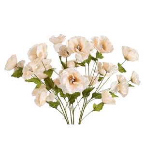Poppy Artificial Flowers 30 Heads 6 PCS Silk Flowers 32 in Poppy Flowers Champagne Flowers for Wedding Home Party Table Centerpiece Arrangement Decoration (Champagne)