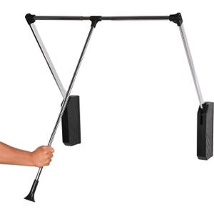 Pull Down Closet Rod, 32.68"-45.27" Width Adujstable Clothing Organization Rail with Dual Hydraulic Buffer, Back-mounted Wardrobe Lift Space Saving for Home