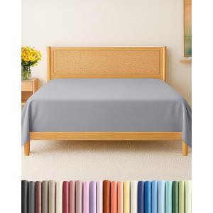 Queen Size Flat Sheet - Hotel Quality Top Flat Bed Sheet Only - Ultra-Soft, Breathable & Cooling - Fade & Wrinkle Free - Easy-Care, Stain & Shrink Resistant Bedding - Easy-Fit & Oeko-Tex - Steel Blue