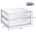 STORi Chloe Space-Saving Clear Drawer Organizer (4 Wide Drawers) Sort Office, Kitchen, Beauty Supplies, Makeup, Pens, Jewelry, Stationary, Made in USA