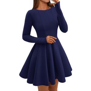 BTFBM Fall Dresses for Women 2025 Long Sleeve High Waist Pleated Flowy A Line Party Wedding Guest Dress Business Casual(Navy, Small) BTFBM Fall Dresses for Women 2025 Long Sleeve High Waist Pleated Flowy A Line Party Wedding Guest Dress Business Casual(Navy, Small)