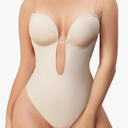 Thong Shapewear for Women Tummy Control Adjustable Seamless Invisible Bra Slim Body Shaper Bodyuit Built-in Support Zone One-Piece Garment, Size Large