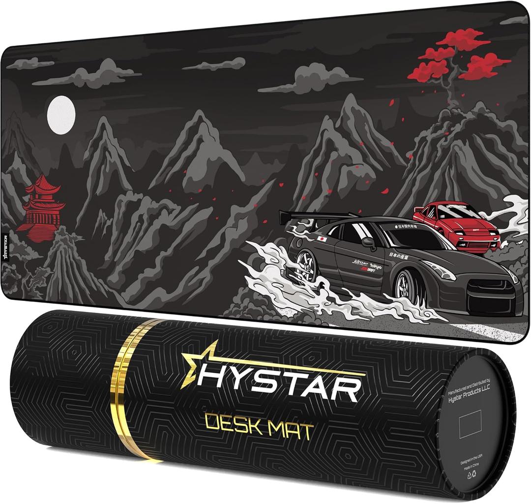 Hystar® Extended Gaming Mouse Pad | XXL 36" x 16" | 5mm Thick, Waterproof Surface, Smooth Polyester Fabric, and Natural Rubber Base | Drift