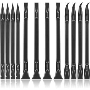12 PCS Carbon Fiber Plastic Scrapers Tool, Non-Scratch Scraper Tool for Tight Spaces, Multi-Purpose Label Scraper Pen-Shaped, for Car Cleaning Supplies, Kitchen, Crevices, Stains (Black)