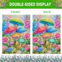 Spring Summer House Flag 28x40 Inch Double Sided Outside Colorful Mushroom Floral Flowers Outdoor Seasonal Holiday Welcome Yard Decoration