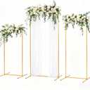Wedding Arch Backdrop Stand 3 Set,Rectangular Metal Backdrop Stands, Rectangular Balloon Frames for Weddings, Birthday Parties Banquets, Anniversary Garden Decor (Gold) (Gold)