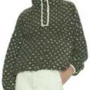 Womens Fleece Sweatshirt Half Zip Sherpa Pullover Jackets Warm Long Sleeve Vintage Hiking Coat with Pockets(Dark-Green,M)