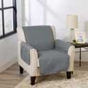 Great Bay Home Reversible Chair Cover - Washable Slipcover Furniture Protector with Elastic Straps - Perfect for Kids & Pets - Quilted & Stitched Detail (Mirage Gray/Flax)