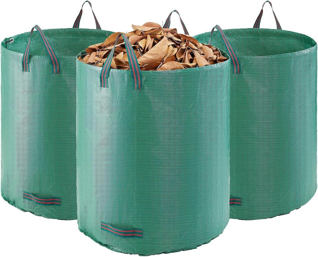 VEVOR 3-Pack 72 Gallon Reusable Yard Waste Bag, Large Lawn Garden Bags, Heavy Duty Collapsible Garden Leaf Trash Container, Stand-Up Grass Clipping Bin, with Reinforcement Ring and Handles, 26.4x30 in
