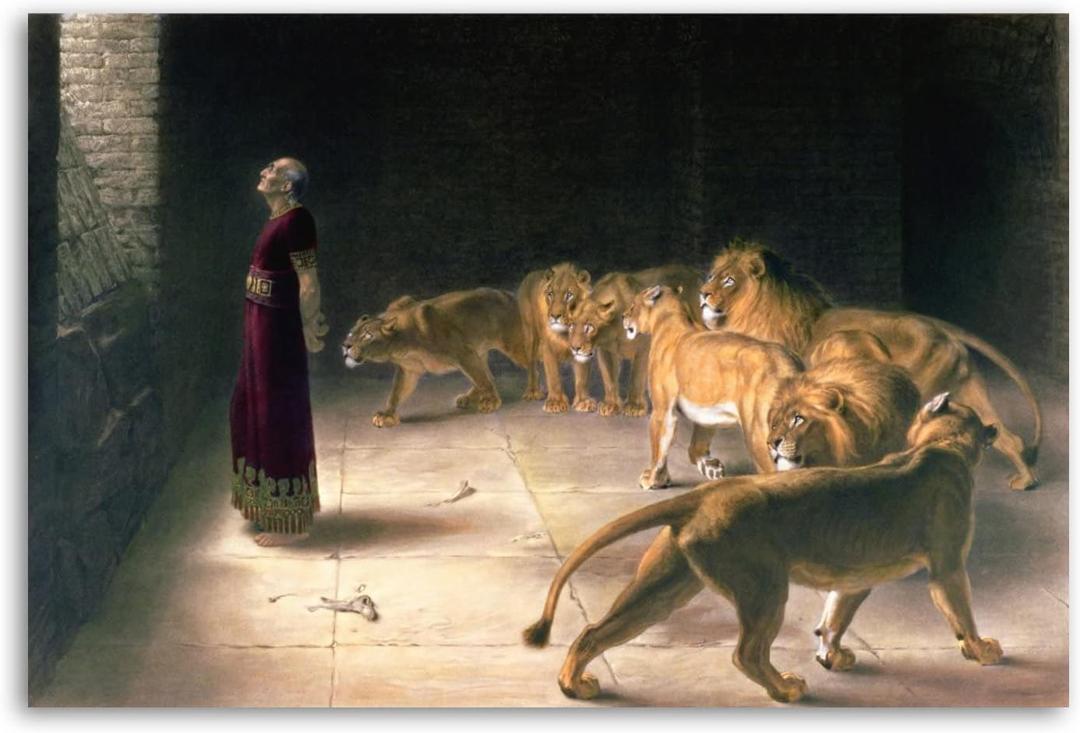 BNE Daniel in The Lions Den Poster Decorative Painting Canvas Wall Art Living Room Posters Bedroom Painting 16x24inch(40x60cm)