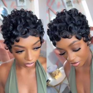 Pixie Cut Wig Human Hair Short Pixie Cut Wigs for Black Women Short Curly Glueless Wig Layered Brazilian Virgin For Women Full Machine Made
