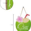 2 x Hello Summer Coconut & Flower Door Decor Sign - Wooden Welcome Home & Office Wall Art, 11.8x9.3" Hanging Plaque for Seasonal Celebration