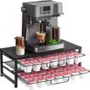 K Cup Holder Organizer for 70 Pods, 2-Tier Coffee Pod Holder for K-Cup with 2 Sliding Storage Drawers, Coffee Station Bar Organizer for Kitchen Countertop, Home & Office, Frosted Black