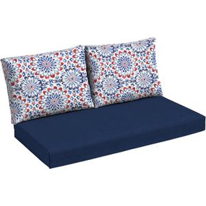 Arden Outdoor Loveseat Cushion Set, 48 x 24, Water Repellent, Fade Resistant, Cushion Set for Couch, Bench, and Swing, Clark Blue