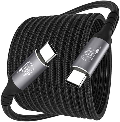 USB C Cable 15FT, USB C 3.1 Gen 2X2 Cable, 4K60Hz Monitor Video Output, 10Gbps High Speed Data Transfer, 100W Fast Charging, for Car Carplay iPhone 16, MacBook, Action Camera, Portable Monitor