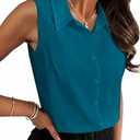 HOTOUCH Sleeveless Shirts for Women Button Down Blouse Business Casual V Neck Tank Tops, Size L