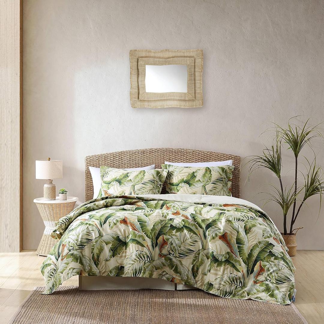 Tommy Bahama - King Comforter Set, Cotton Sateen Bedding with Matching Shams & Bedskirt, Home Decor for All Seasons (Palmiers Green, King)