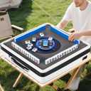 Portable Automatic Mahjong Table with Auto Shuffling Function - 144 Magnetic Tiles, 100pcs Chips, Foldable Design, Indoor/Outdoor Use, No Assembly Needed, Gifts for Mahjong Players
