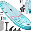 PRAISUN 12 x 35 Inflatable Paddle Board, 450lbs Extra Wide Stand Up Paddleboard for Youth/Adults of All Skill Levels, Stable SUP with Seat & Full Kit, for Fishing, Yoga, Lake & Ocean