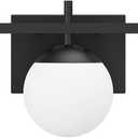 Ralbay Mid Century Modern Bathroom Vanity Lights Matte Black Milky Glass Modern Bathroom Wall Lights Over Mirror, Black 3-Light (Exclude Bulb)