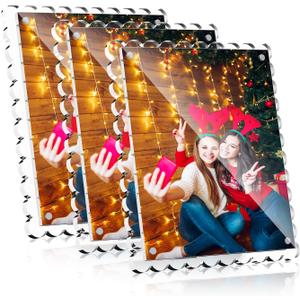 HELPLEX 8x10 Clear Acrylic Picture Frames with Scalloped Edges, 3-Pack Magnetic Frame with Stand for Horizontal or Vertical Display, Tabletop or Desk Photo Holder