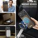 Wallet Case for iPhone 17 Pro Max Compatible with Magsafe, 2-in-1 PU Leather Flip RFID Blocking Card Holder Stand Shockproof Magnetic Detachable Cover for iPhone 17 Pro Max Case 6.9", Brown