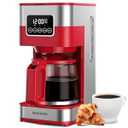 SHARDOR 10-Cup Programmable Coffee Maker, Regular & Strong Brew Drip Coffee Machine for Home and Office, Auto Shut Off, Permanent Filter (red)