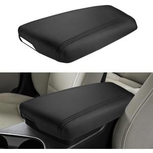 INTGET Car Center Console Armrest Cover for Kia Optima Accessories 2011 2012 2013 2014 2015 Leather Middle Console Arm Rest Box Lid Seat Cover Protector Cushion Saver (Black Stitches, 2011-2015)