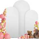 3-Piece Arch Backdrop Cover, Stretchy Spandex Wedding Arch Covers 6FT, 6.6FT, 7.2FT for Round Chiara Arch Stand, White Arch Cover for Photo Background Birthday Party Banquet Ceremony Decor