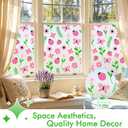 SOMWISE Frosted Glass Window Privacy Film with Tools, Heat Blocking, Anti-UV, Anti-Glare, Static Cling, Decor for Home Bathroom Door, Renter Friendly, Removable, Reusable, Pink 23.5Inchx78.5Inch