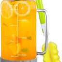 Aofmee 68oz Glass Pitcher with Lid, 2 Liter Water Carafe with Silicone Base and Precise Scale Line, Ice Tea Pitcher for Fridge, Anti-Slip Glass Jug for Sun Tea Juice Coffee Milk Beverage (Gray)