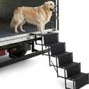 Light Truck Dog Steps 5 Step Upgraded Dog Stairs Metal Frame Foldable Large Pet Step with Extra Wide Non-Slip Surface, Lightweight Portable Pet Ladder Ramp for Car, Suvs, Light Truck, and High Bed