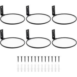6 Pack 6 Inch Wall Flower Pot Holder Ring Plant Hanger, Metal Planter Hooks Wall Mounted Bracket Heavy Duty for Outdoor Indoor