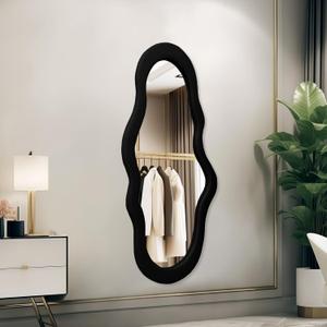 Unique 47X23 Inch Full Length Wall Mounted Mirror Tall Mirror Full Body Floor Length Mirror Dressing Body Mirror Frameless Mirror for Bedroom Bathroom Living Room, Irregular Shape Mirror, White