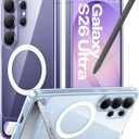 TORRAS Strong Magnetic & Seamless Stand for Samsung Galaxy S26 Ultra Case for MagSafe, Mil-Grade Drop Protection, Adjustable Kickstand for Samsung Galaxy S26 Ultra Case, Anti-Yellowing Diamond Clear