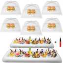 HBlife Inflatable Serving Bar & Food Umbrella Mesh Cover Screen Tent Set, Party Supplies Set for Picnics Pool Bar Outside, 2 Inflatable Tray, 6 Food Tents/Food Covers for Outdoors (White)