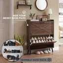 Farmhouse Shoe Storage Cabinet with 2 Flip Drawers & Barn Door