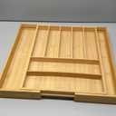 Purawood Bamboo Drawer Organizer - Expandable Silverware Organizer & Utensil Drawer Organizer, Cutlery Tray with Dividers, 7-9 Slots- Kitchen Organizer for Utensils & Flatware (Natural)
