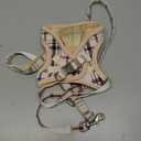 GAMUDA Small Dog Harness Collar and Leash Set, Step in No Chock No Pull Soft Mesh Adjustable Dog Vest Harnesses Plaid Reflective for Dogs Puppy Cats Kitten Rabbit (Beige, S)