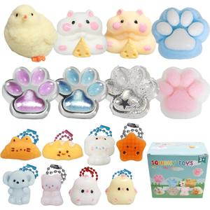 16pcs Squishy Pack,Fidget Toys Kit,Include taba Squishies Party Favors for Kids 4-8 8-12 Treasure Box Toys for Classroom Birthday Xmas Gifts for Girls Boys Goodie Bag Stocking Stuffers for Kids Teens
