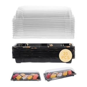 20Pcs Sushi Containers with Lid - Disposable Sushi Tray - Small Sushi Boxes To Go - Rectangular Take out Boxes - Fruit Cake Packing Box - Food Container 8.7x3.5x1.6 Inches
