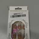 Tyuimhx White French Tip Press on Nails Short Almond Fake Nail with Designs 3D Gold French Line False Nails Glossy Full Cover Stick on Nail Acrylic Artificial Glue on Nail for Women 24 Pcs