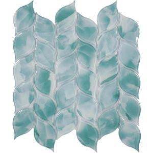 5 Sheets Ivy Glass Mosaic,Leaf Tile Mosaic for Kitchen Backsplash,Leaf Shape Mosaic for Home Dcor