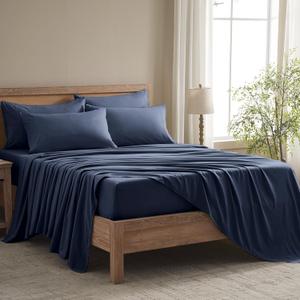 Queen Sheet Set - 6 Piece Sheets Queen Size Bed Set - Breathable & Cooling Hotel Luxury Bedding Set - Soft & Comfy Fully Elasticized 16" Deep Pocket Queen Sheets (Queen Navy Blue)