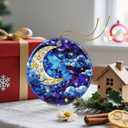 7 x Christmas Ornament, Christmas Decoration, Ceramic-Style Night Sky Ornament, Heirloom Keepsakes, Holiday Ornaments, Holiday Presents, Unique Xmas Gifts, Gift Exchange Ornaments, Gift Idea (Moon and Star)