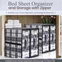4 Pack Bed Sheet Organizer and Storage with Zipper – Linen Closet Organizers for Full, King, Queen & Twin Sheet Sets, Bedding Storage for Blankets and Duvet Covers, Black