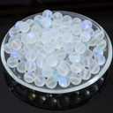 100Pcs Moonstone Matte Iridescent Glass Beads Aurora Frosted Glitter Beads for Bracelets DIY Jewelry Making (6MM, Matte White)